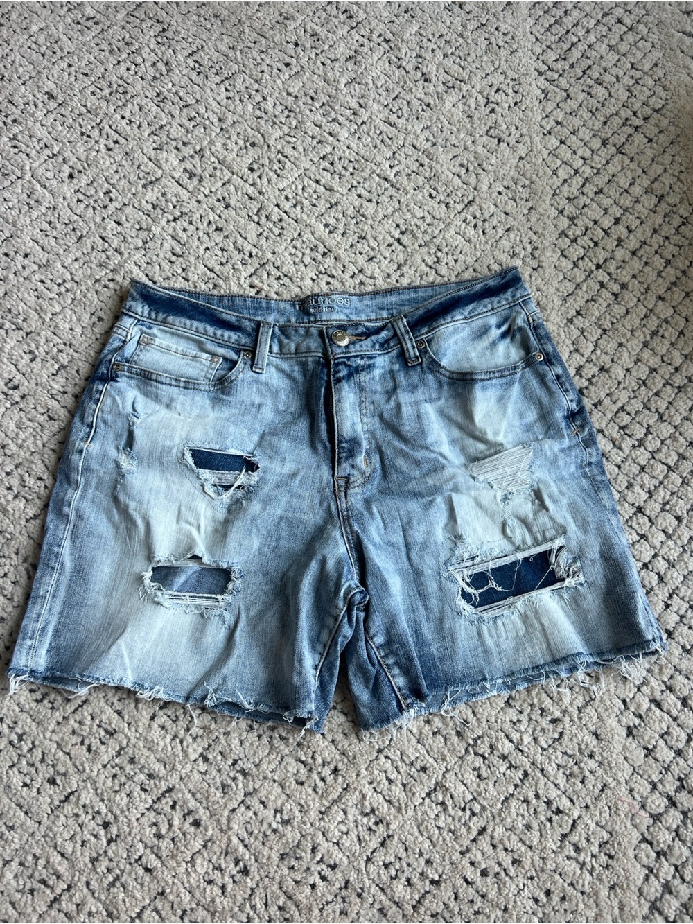 Maurices Light Blue Distressed Denim Shorts